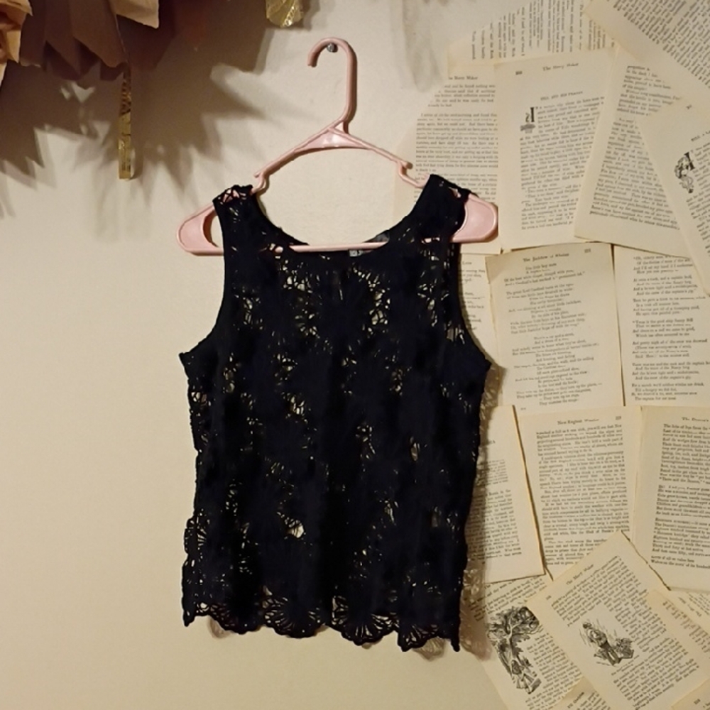 Black Daisy Lace Top